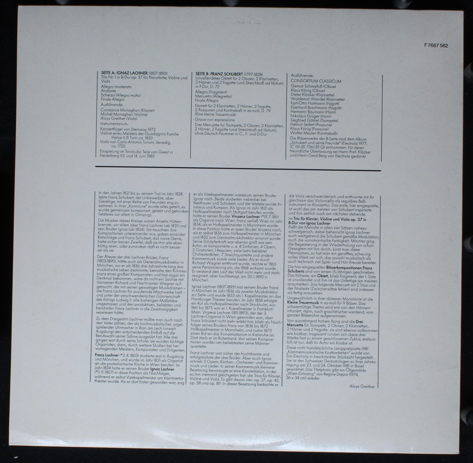 Not On Label F7667 562 - Ignaz Lachner, Franz Schubert - Kammerm - Image 2