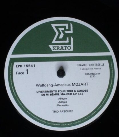 Erato EPR15541 - Wolfgang Amadeus Mozart, Trio Pasquier - Divert - Image 3
