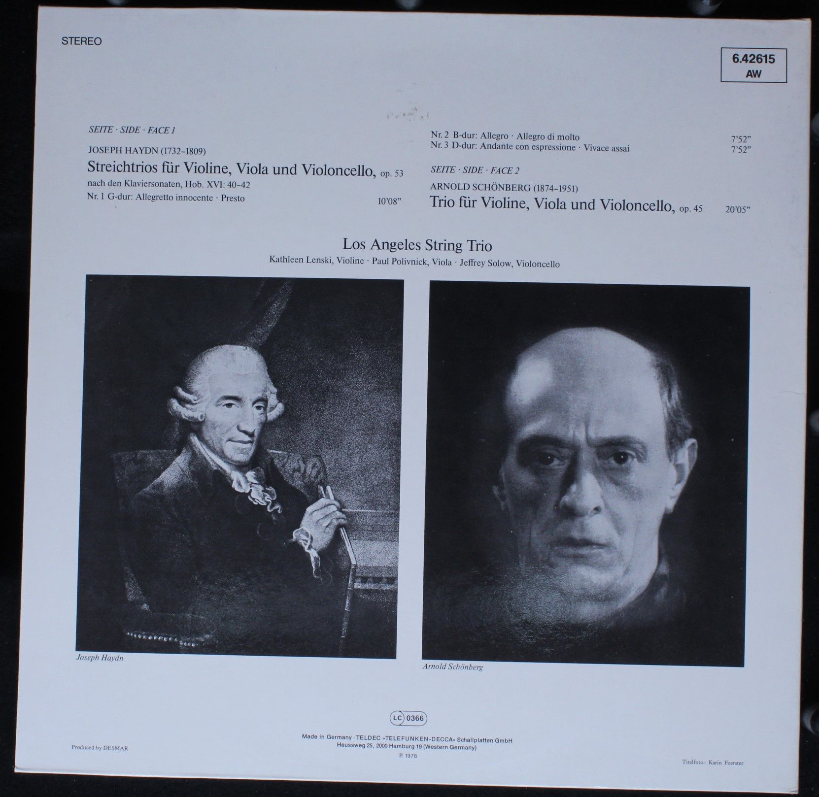 Telefunken 6.42615 - Joseph Haydn, Arnold Schoenberg, Los Angele - Image 4