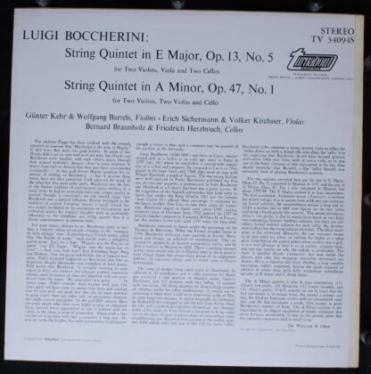 Turnabout TV 34094S - Luigi Boccherini - 2 String Quintets - Op. - Image 2