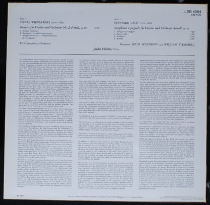 RCA LSB 4064 - Jascha Heifetz, Izler Solomon, William Steinberg - Image 2
