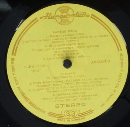 Hungaroton SLPX 11510 - Béla Bartók, Antal Dorati, János Ferencs - Image 4