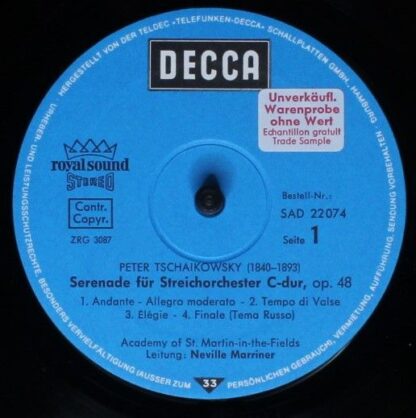 DECCA SAD 22074 - Pyotr Ilyich Tchaikovsky, The Academy Of St. M - Image 3