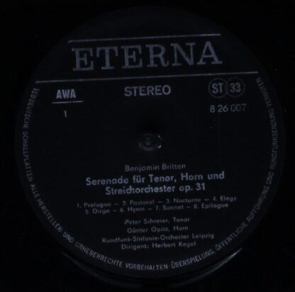 Eterna 8 26 007 - Peter Schreier, Benjamin Britten, Günther Opit - Image 3