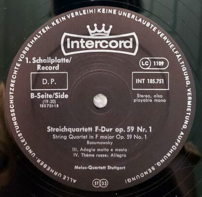 Intercord INT 185.751 - Ludwig van Beethoven, Melos Quartett - D - Image 5