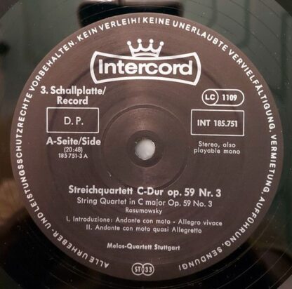 Intercord INT 185.751 - Ludwig van Beethoven, Melos Quartett - D - Image 8