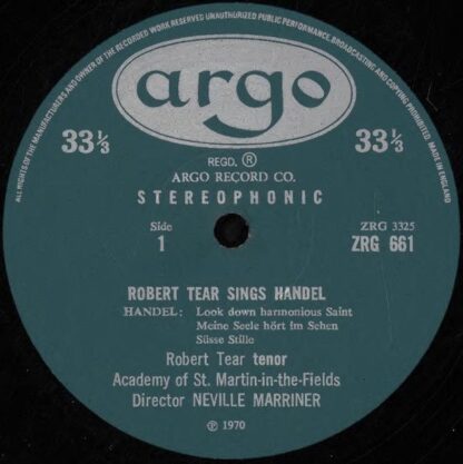 Argo ZRG 661 - Robert Tear, The Academy Of St. Martin-in-the-Fie - Image 3