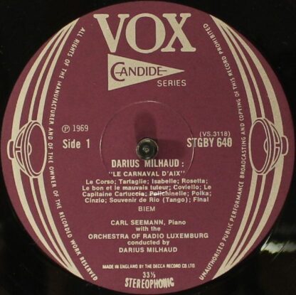 VOX (6) STGBY 640 - Darius Milhaud, Carl Seemann, Ulrich Koch, F - Image 3