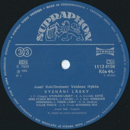 Supraphon 1113 4156 - Václav Hybš Orchestra, Josef Suk - Vyznání - Image 5