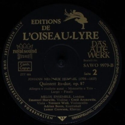 L'Oiseau-Lyre SAQO 9979-B - Johann Nepomuk Hummel - Septett / Qu - Image 4
