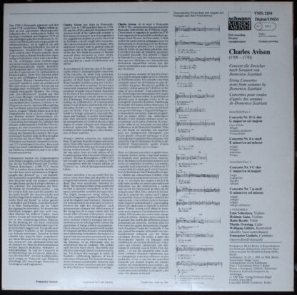 Schwann Musica Mundi VMS 2104 - Charles Avison - Concerti Nach S - Image 2