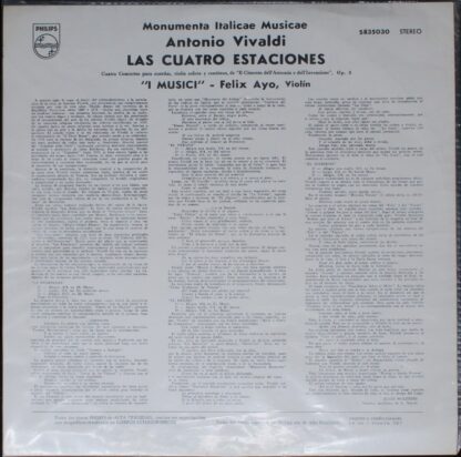 Philips 5835030 - Antonio Vivaldi, I Musici, Félix Ayo - Las Cua - Image 2