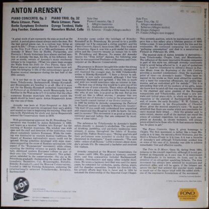 VOX (6) CE 31 029 - Anton Stepanovich Arensky - Piano Concerto, - Image 2