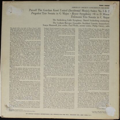 American Society SAS 1003 - Henry Purcell, Giovanni Battista Per - Image 2