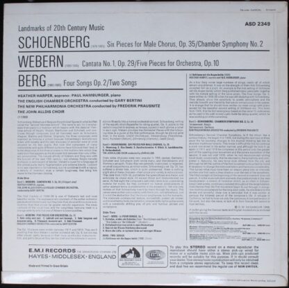 His Master's Voice ASD 2349 - Arnold Schoenberg,Anton Webern,Alb - Image 2