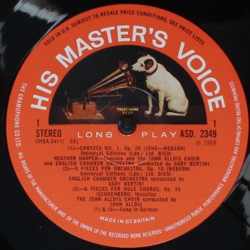 His Master's Voice ASD 2349 - Arnold Schoenberg, Anton Webern, A - Image 3