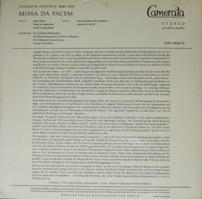 Camerata (2) CMS 30040 - Josquin Des Prés, Karlsruhe Chamber Cho - Image 2