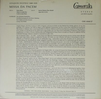 Camerata (2) CMS 30040 - Josquin Des Prés, Karlsruhe Chamber Cho - Image 2