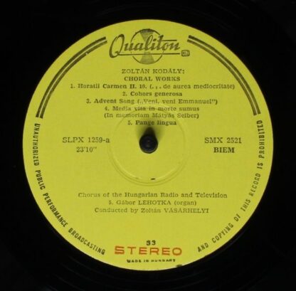 Qualiton LPX 1259 - Zoltán Kodály, "Kodály Zoltán" Chorus Of The - Image 3
