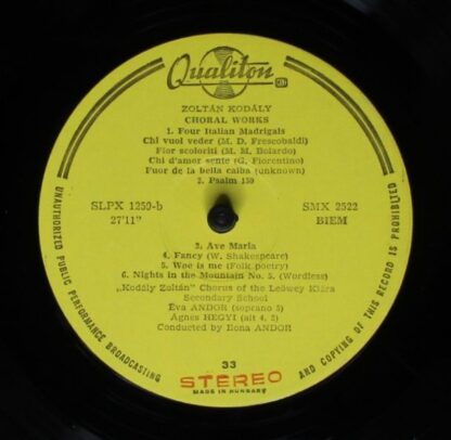 Qualiton LPX 1259 - Zoltán Kodály, "Kodály Zoltán" Chorus Of The - Image 4