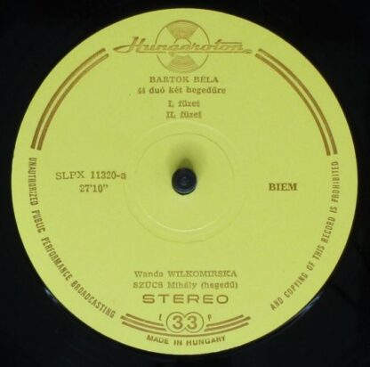Hungaroton SLPX 11320 - Béla Bartók, Wanda Wilkomirska, Mihály S - Image 5