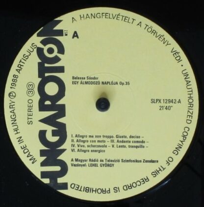 Hungaroton SLPX 12942 - Sándor Balassa, Budapest Symphony Orches - Image 4