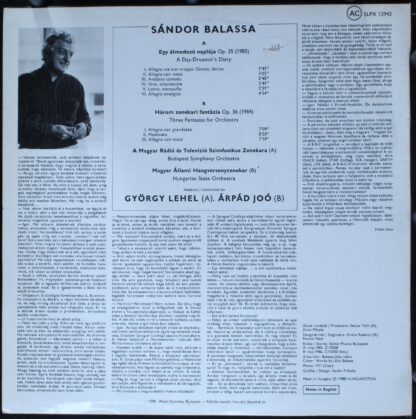 Hungaroton SLPX 12942 - Sándor Balassa, Budapest Symphony Orches - Image 2