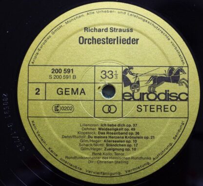 Eurodisc 200 591-366 - Richard Strauss, René Kollo - Orchesterli - Image 4