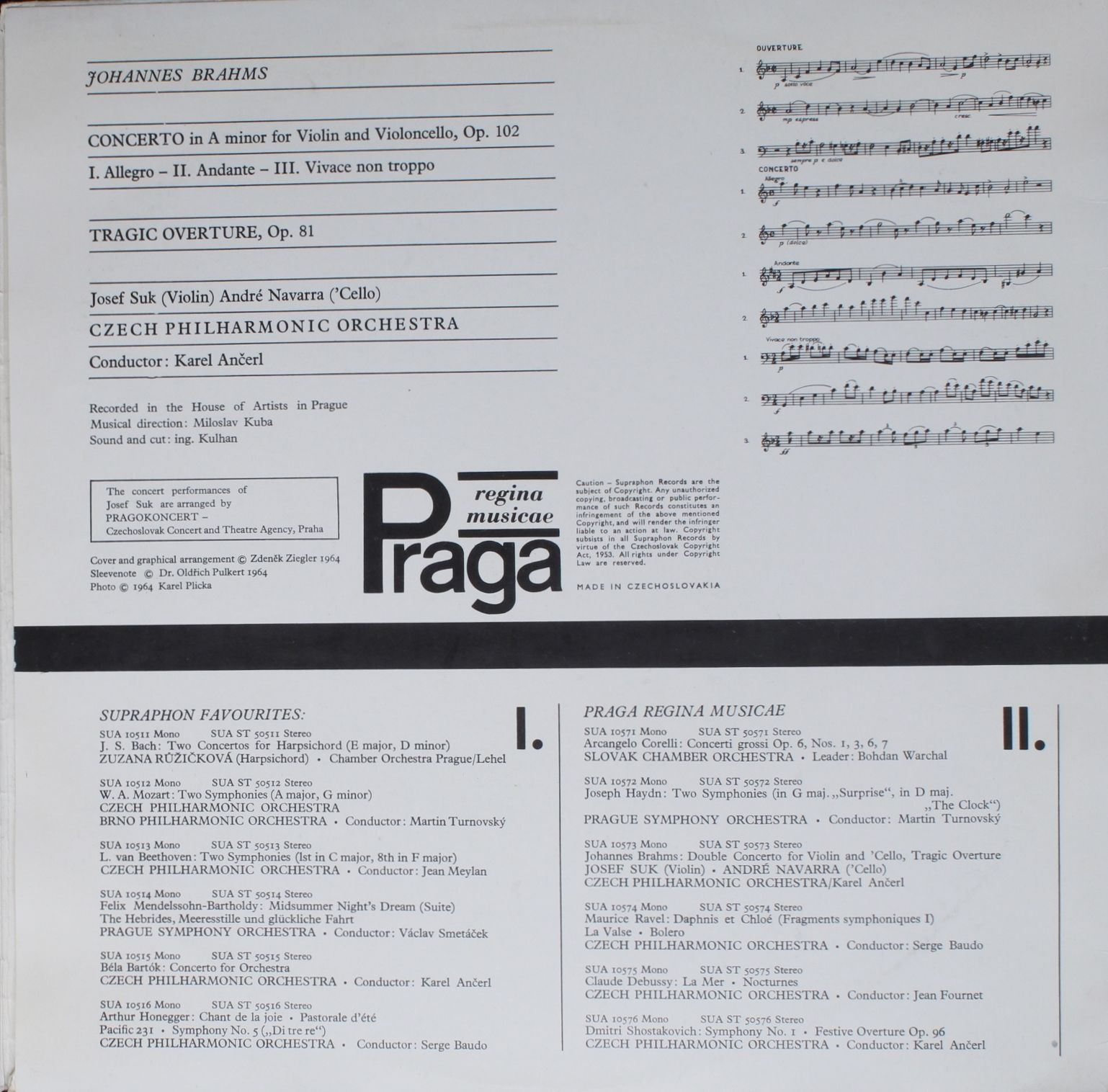 Supraphon SUA ST 50573 - Johannes Brahms, Josef Suk, André Navar - Image 3