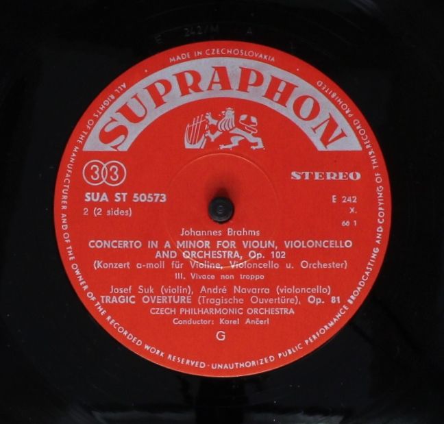 Supraphon SUA ST 50573 - Johannes Brahms, Josef Suk, André Navar - Image 6
