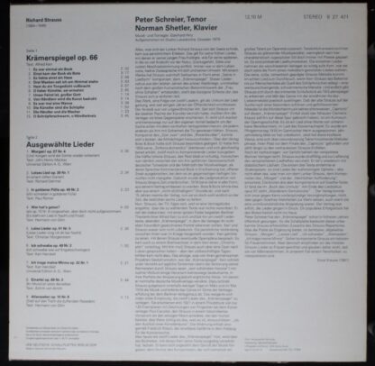 Eterna 8 27 471 - Richard Strauss, Peter Schreier, Norman Shetle - Image 2