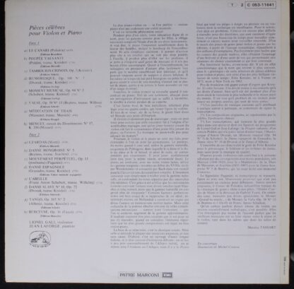 EMI 2C 053-11641 - Lionel Gali, Jean Laforge - Pièces Célèbres P - Image 2