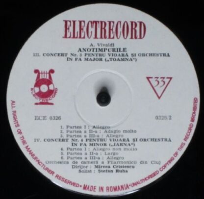 Electrecord ECE 0326 - Antonio Vivaldi, Orchestra de cameră a Fi - Image 4