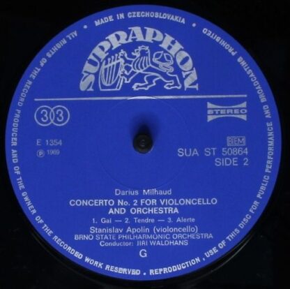Supraphon SUA 10864 - Darius Milhaud, Stanislav Apolín - Cello C - Image 4