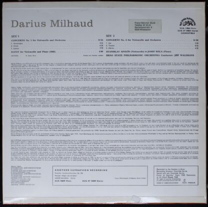 Supraphon SUA 10864 - Darius Milhaud, Stanislav Apolín - Cello C - Image 2
