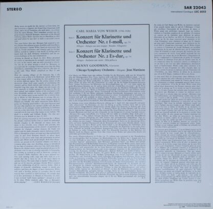 RCA Red Seal SAR 22043 - Carl Maria von Weber, Benny Goodman, Ch - Image 2