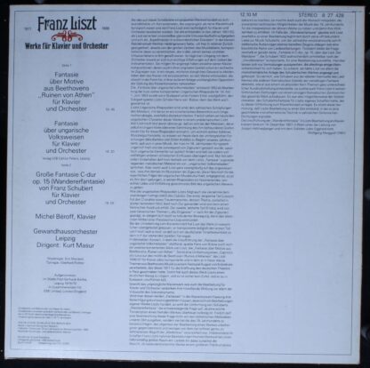 Eterna 8 27 428 - Franz Liszt, Michel Béroff, Gewandhausorcheste - Image 2