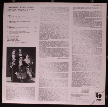 Gallo (4) 30-472 - François Devienne - Trois Quatuors Pour Basso - Image 2