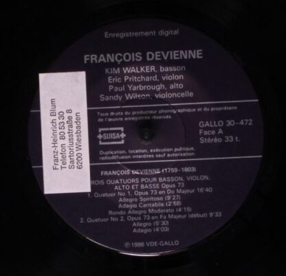 Gallo (4) 30-472 - François Devienne - Trois Quatuors Pour Basso - Image 3