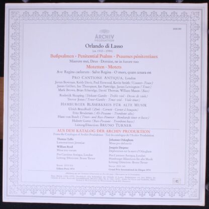 Archiv Produktion 2533 290 - Roland de Lassus, Pro Cantione Anti - Image 4