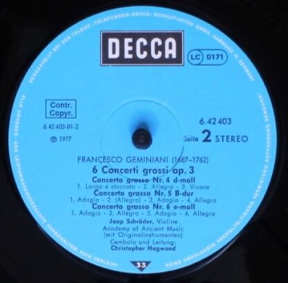 DECCA 6.42403 AS - Francesco Geminiani, Jaap Schröder, The Acade - Image 4