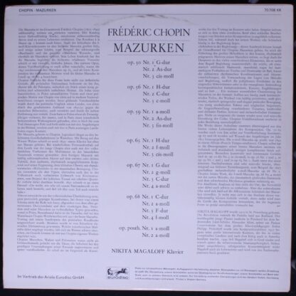 Eurodisc 70 708 KK - Frédéric Chopin, Nikita Magaloff - Mazurken - Image 2
