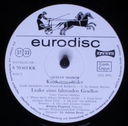 Eurodisc 70 365 KK - Gustav Mahler, Kirsten Flagstad, Wiener Phi - Image 4