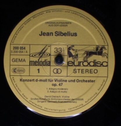 Eurodisc 200 054 - Jean Sibelius, David Oistrach, Большой Симфон - Image 3