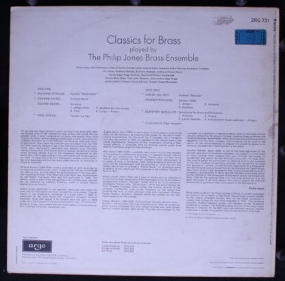 Argo ZRG 731 - Philip Jones Brass Ensemble - Classics For Brass - Image 2
