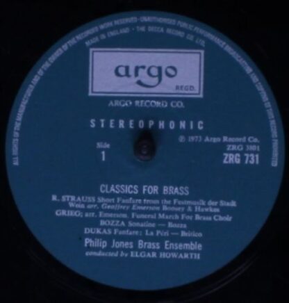 Argo ZRG 731 - Philip Jones Brass Ensemble - Classics For Brass - Image 3