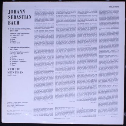 Hungaroton SHLX 90045 - Johann Sebastian Bach, Yehudi Menuhin - - Image 2
