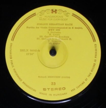 Hungaroton SHLX 90045 - Johann Sebastian Bach, Yehudi Menuhin - - Image 4