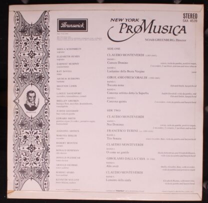 Brunswick SXA 4539 - New York Pro Musica, Noah Greenberg, Claudi - Image 2