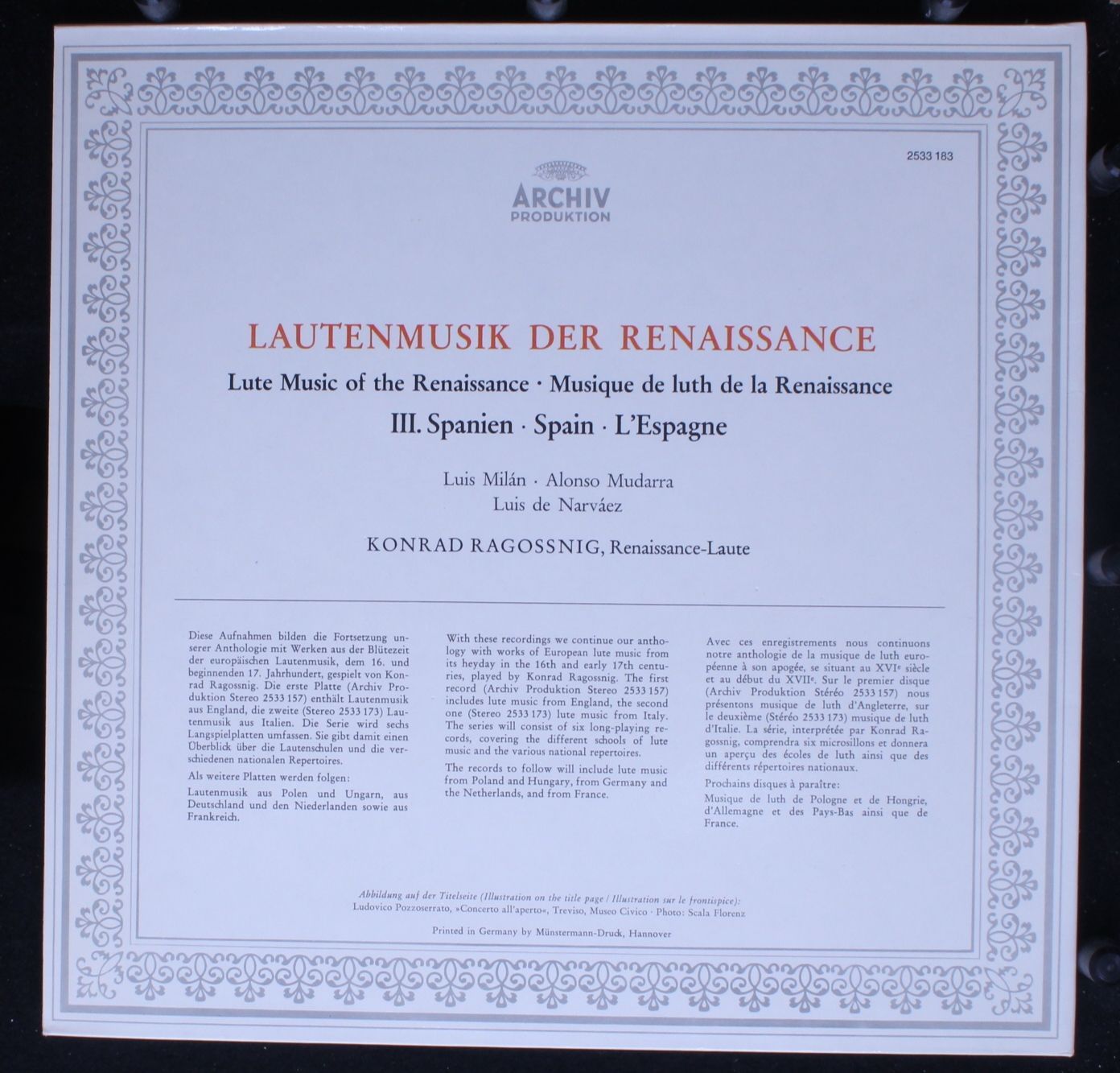 Archiv Produktion 2533 183 - Konrad Ragossnig - Musik Für Laute, - Image 4